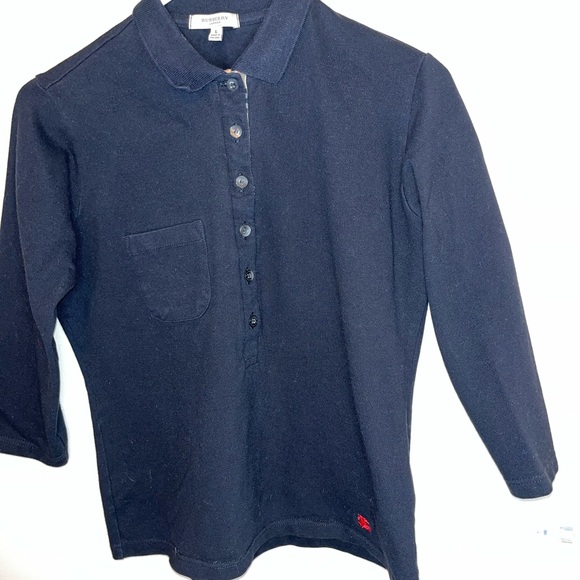 Burberry London Women's Long Sleeve Polo Shirt Black L EUC - Picture 3 of 6